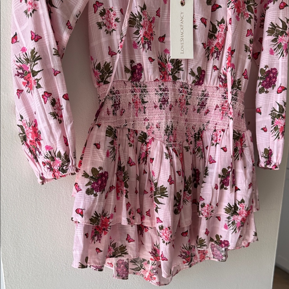 LoveShackFancy Pink Floral Smocked Dress - Picture 2 of 13